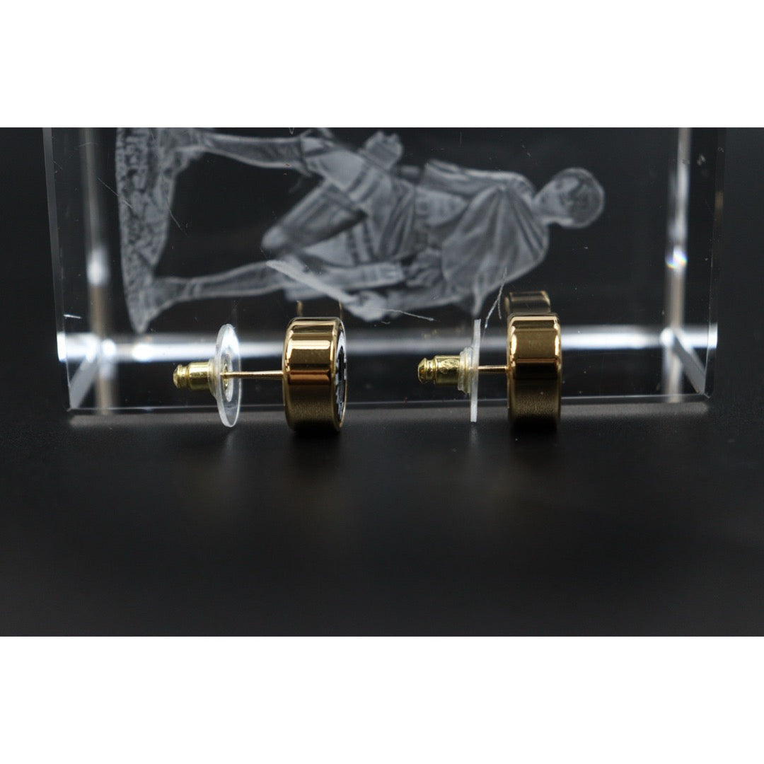 Include Authentic Detective Certificate of Authenticity｜Excellent（Rank SA）｜ CHANEL B24C  Golden Enamel Buttons Earrings Made In 2024Year｜S26031012