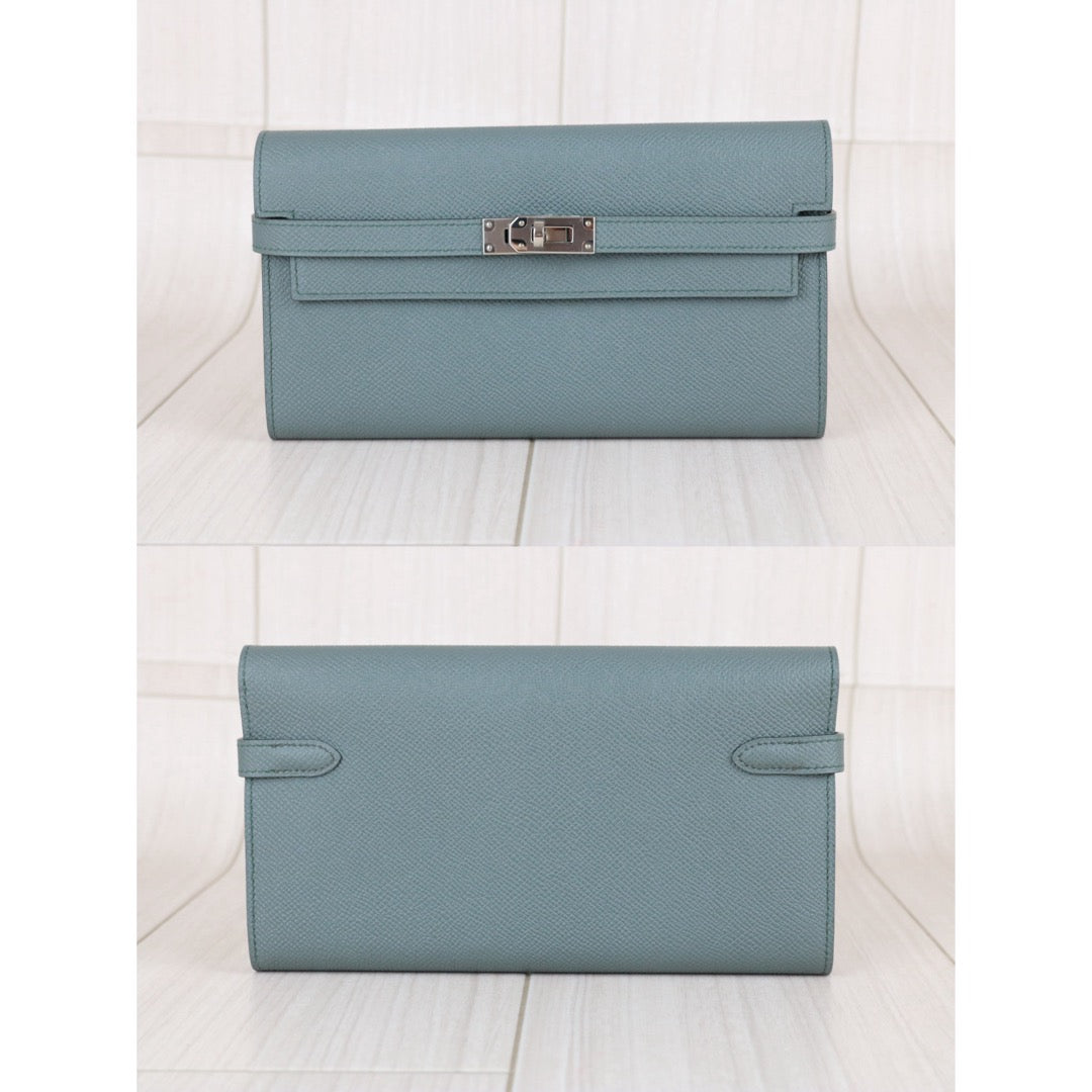 Include Entrupy Certificate of Authenticity｜Excellent（Rank SA)｜ HERMES Epson Kelly Long Wallet Vert Amande D Stamp Made In 2019Year｜X26041606