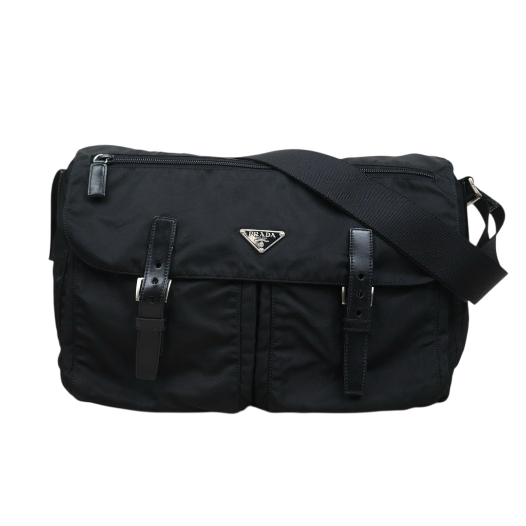 Good ( Rank AB) ｜Prada  Nylon ShoulderBag Black Silver Hardware｜25062306