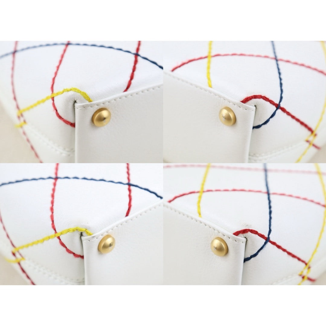 Good ( Rank AB)｜Full Set CHANEL Calf Leather Wild Ditch Hand Bag White Made In 2003～2004Year｜H25090813