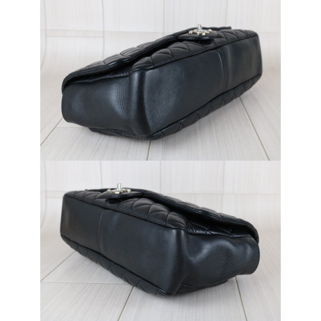 Include Entrupy Certificate of Authenticity｜Good ( Rank AB)｜ CHANEL Lamb Skin Matrasse Chain Single Flap Maxi Shoulder Bag Black Made in 2009-2010Year｜S26011603