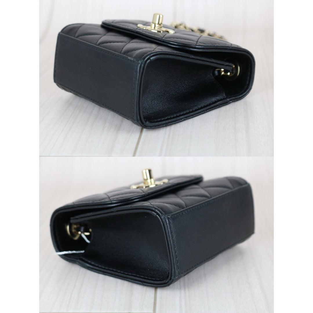 Very Good ( Rank A)｜ CHANEL Matelasse Chain Lamb Skin Trandy CC mini Box Black Made In 2019Year ｜W25081403