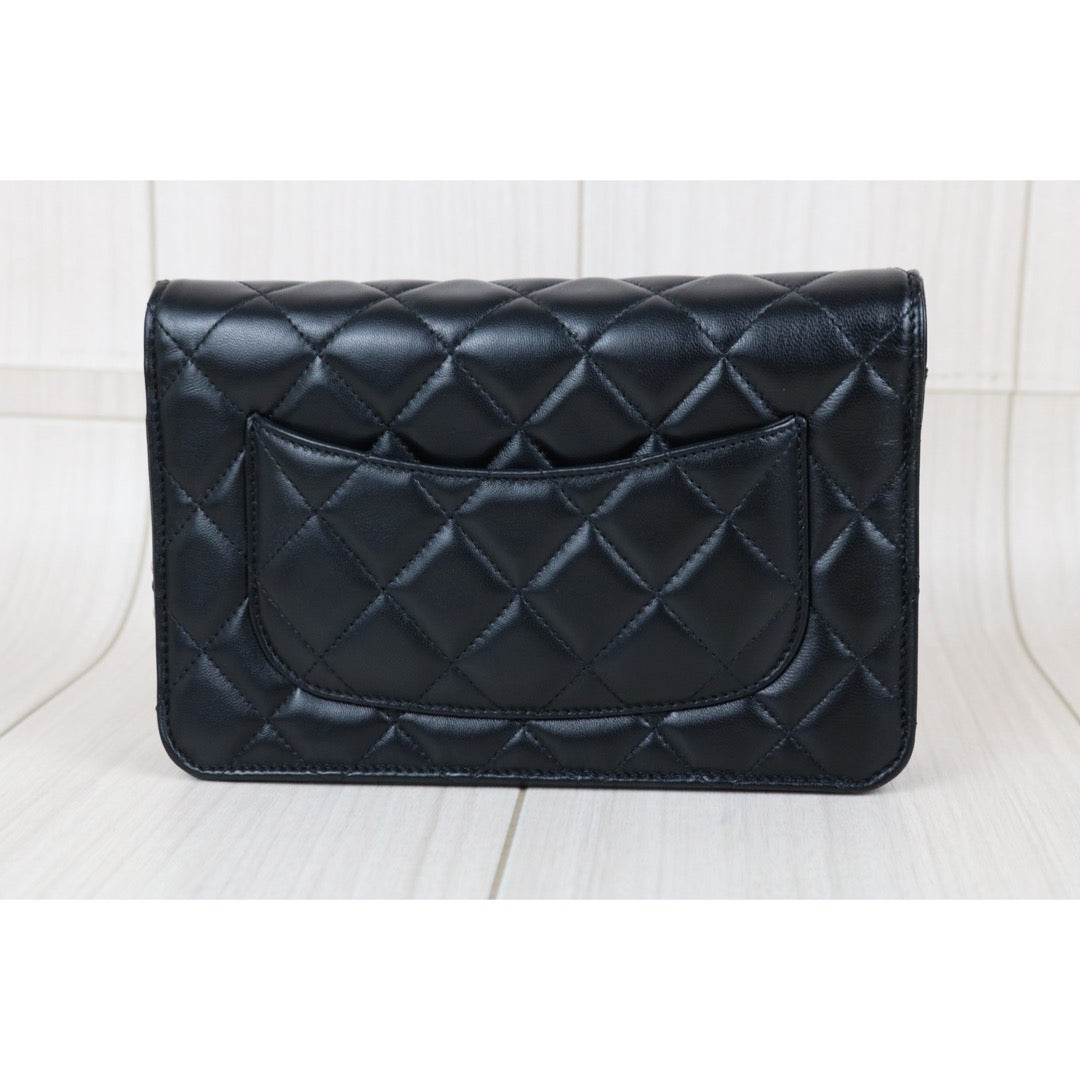 Include Entrupy Certificate of Authenticity｜Very Good ( Rank A)｜CHANEL Lamb Skin WOC Chain Bag Black Made In 2020-2021 Year ｜X26100709