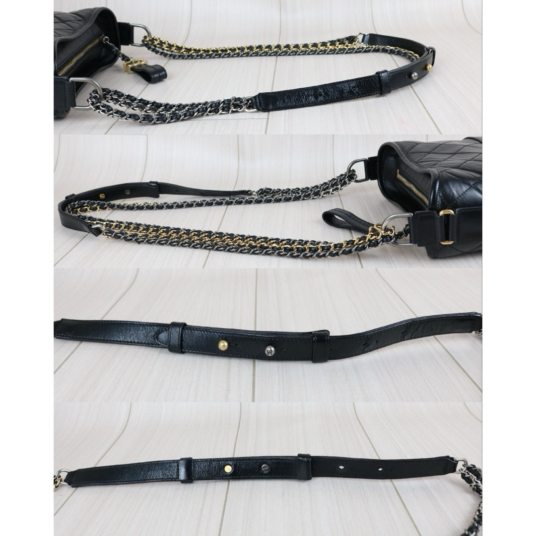 Include Entrupy Certificate of Authenticity｜Very Good ( Rank A) ｜CHANEL PM Gabrielle Calf Leather Shoulder Bag Black ｜S26080603