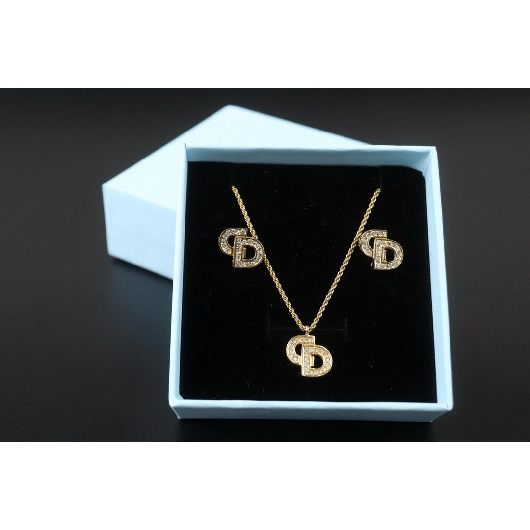 Very Good ( Rank A)
 ｜ Dior CD Rhinestone Necklace Earring Set ｜24082214