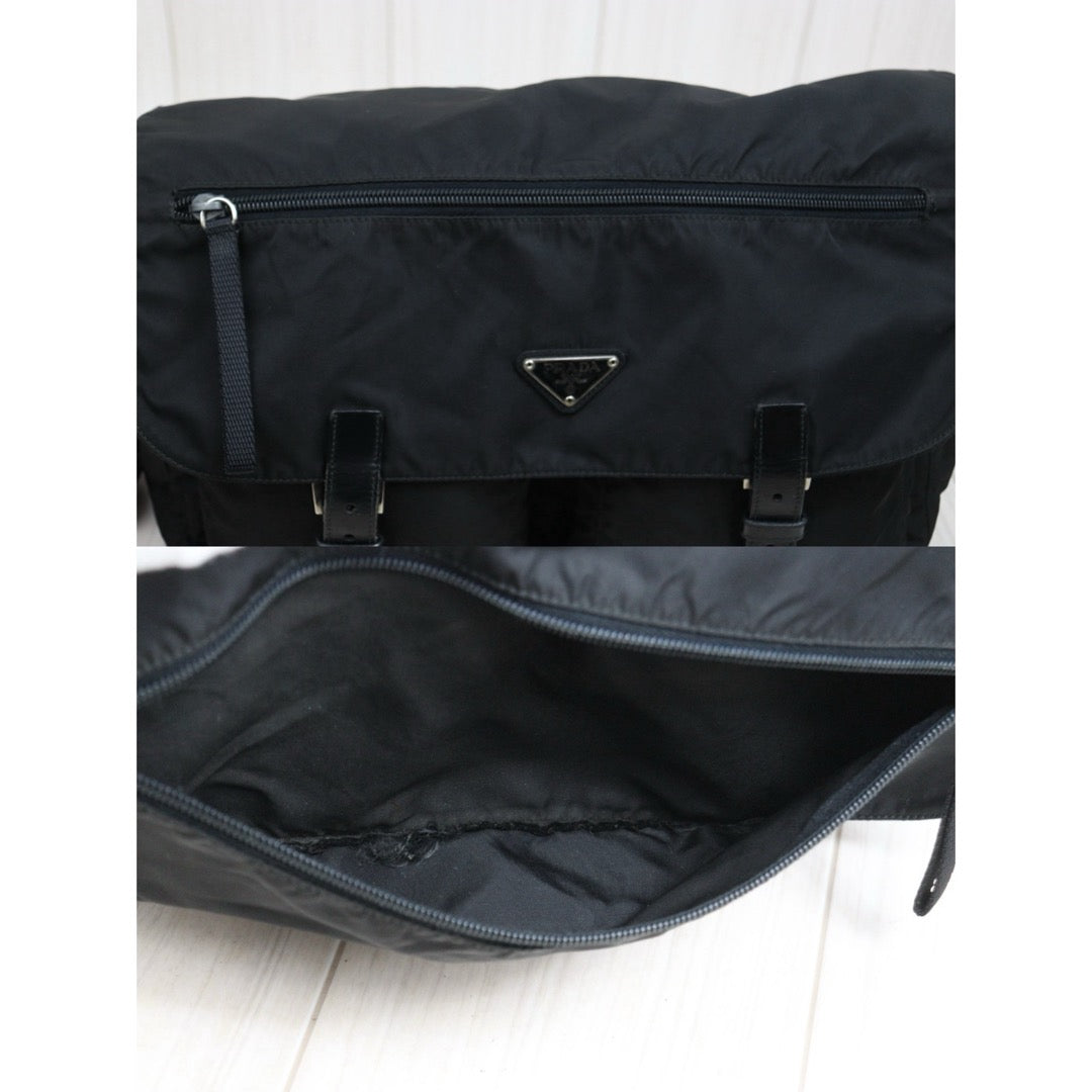 Include Entrupy Certificate of Authenticity｜Good ( Rank AB) ｜Prada  Nylon Black Shoulder Bag  Silver Hardware｜26052702