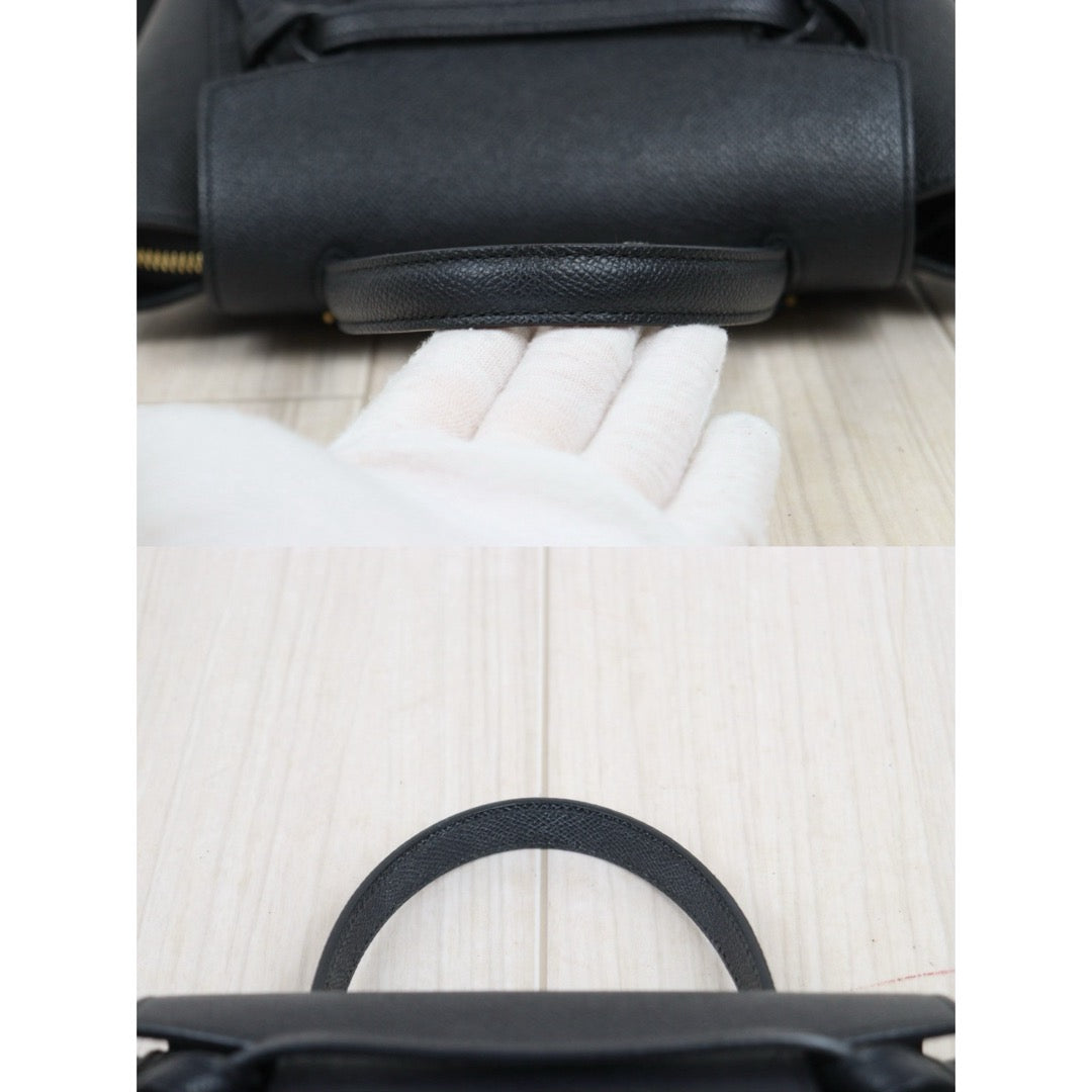 Very Good ( Rank A)｜CELINE Calf Leather Belt Nano Handbag Shoulder Bag Black｜25103108