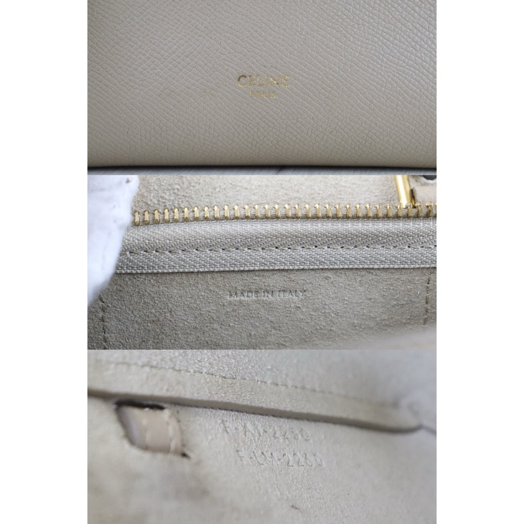 Include Entrupy Certificate of Authenticity｜Very Good ( Rank A)｜CELINE Calf Leather Belt Pico Handbag Shoulder Bag Beige｜S26030833