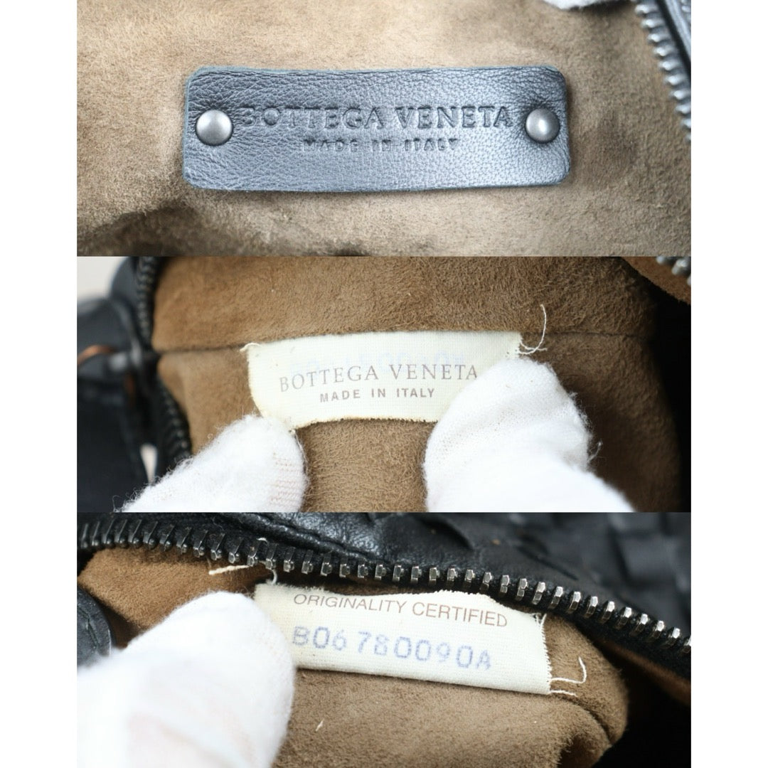Include Entrupy Certificate of Authenticity｜Good ( Rank AB)｜ Bottega Veneta Lamb Skin  Braid Shoulder Bag Black｜26062910