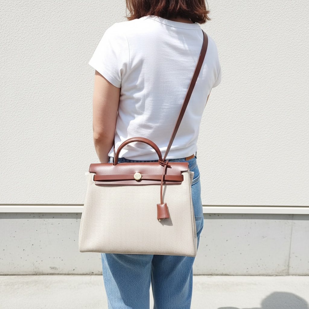 Include Entrupy Certificate of Authenticity｜Very Good ( Rank A)｜ HERMES Herbag PM  Shoulder Bag □E Stamp Made In 2001Year｜26040807