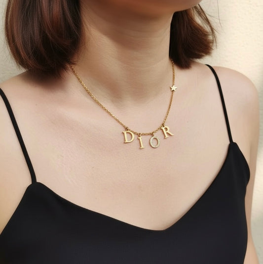 Include Authentic Detective Certificate of Authenticity｜Good ( Rank AB) ｜ Dior CD  Rhinestone Necklace ｜Y26040603