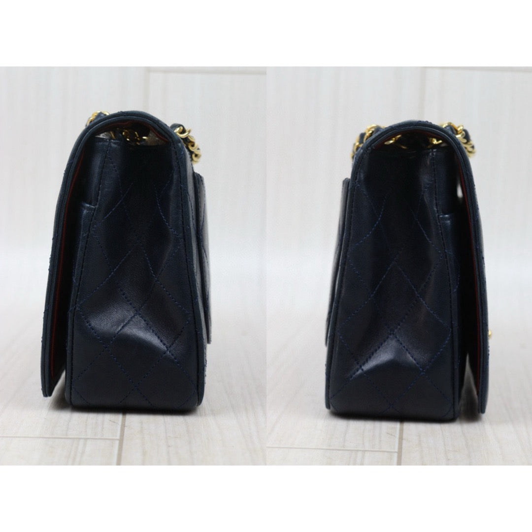 Good ( Rank AB)｜ CHANEL Matrasse Lamb Skin Chain Bag Blue Made in 1986-1988 Year｜P24120208