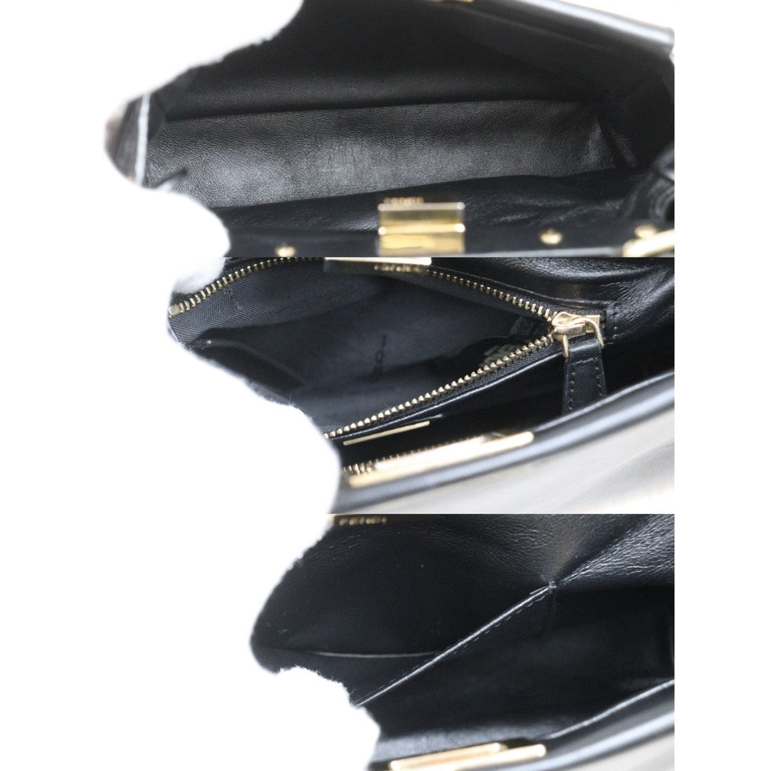 Good ( Rank AB)｜ FENDI Calf Leather Peekaboo iconic mini Handbag With Shoulder Bag Black｜S26030906