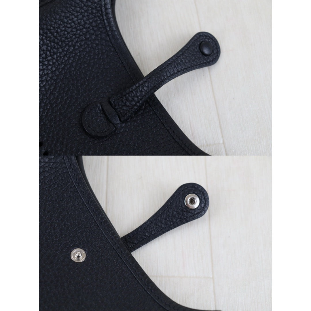 Include Entrupy Certificate of Authenticity｜Very Good ( Rank A)｜ HERMES TC Leather Mini Evelyn 16 Shoulder Bag Black Y Stamp Made In 2020Year｜S26030827