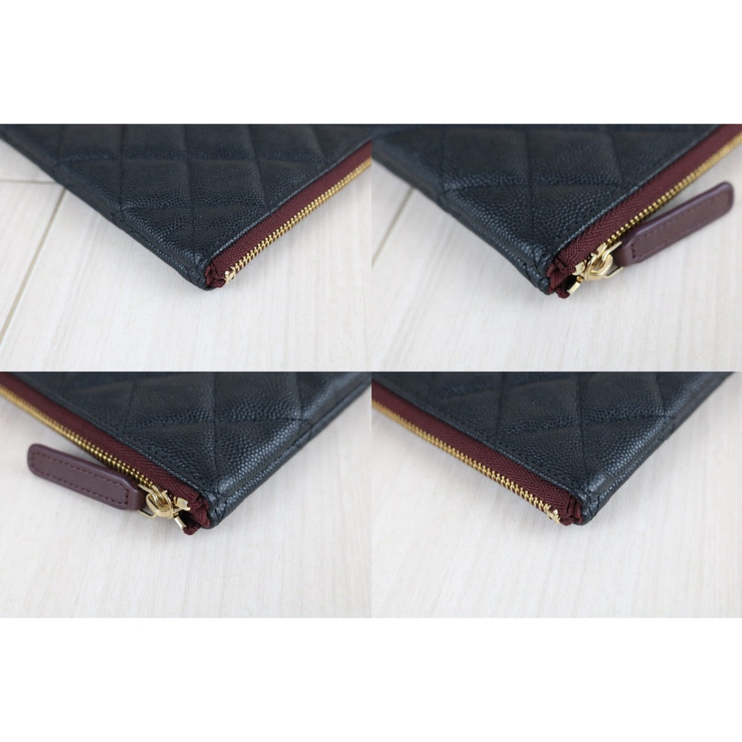 Include Entrupy Certificate of Authenticity｜Excellent（Rank SA）｜Full Set CHANEL Caviar Skin  Klassische Pochette Mit Reissverschluss  Black IC Chips Model｜X26051804