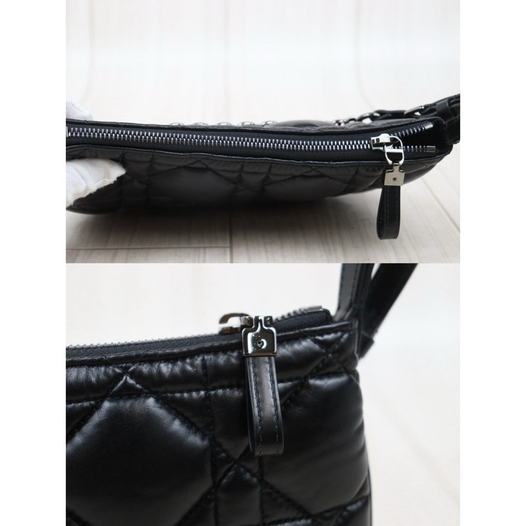 Very Good ( Rank A) ｜Dior Caro Tulip Matelasse Chain Calf Leather Shoulder Bag  Black  ｜P25071806