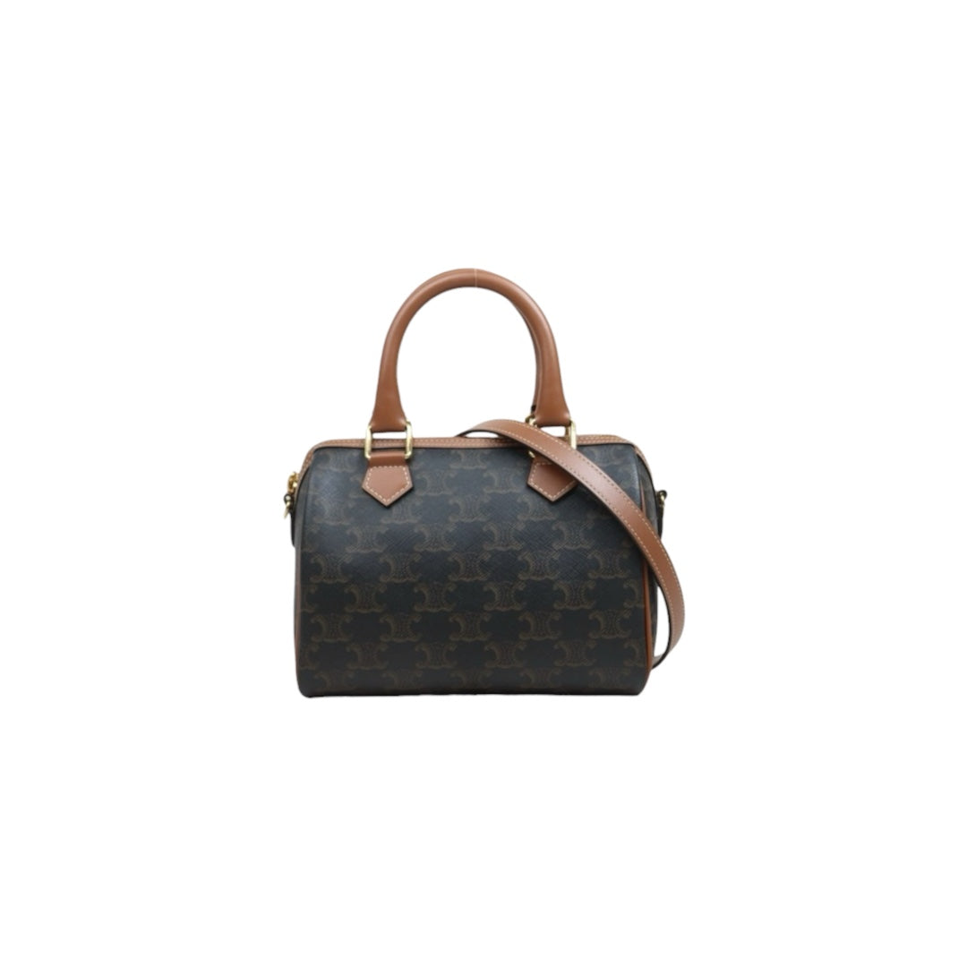 Include Entrupy Certificate of Authenticity｜Very Good ( Rank A)｜ CELINE Macadam Triomphe Poston PM Handbag Bag With Shoulder Strap ｜26060101