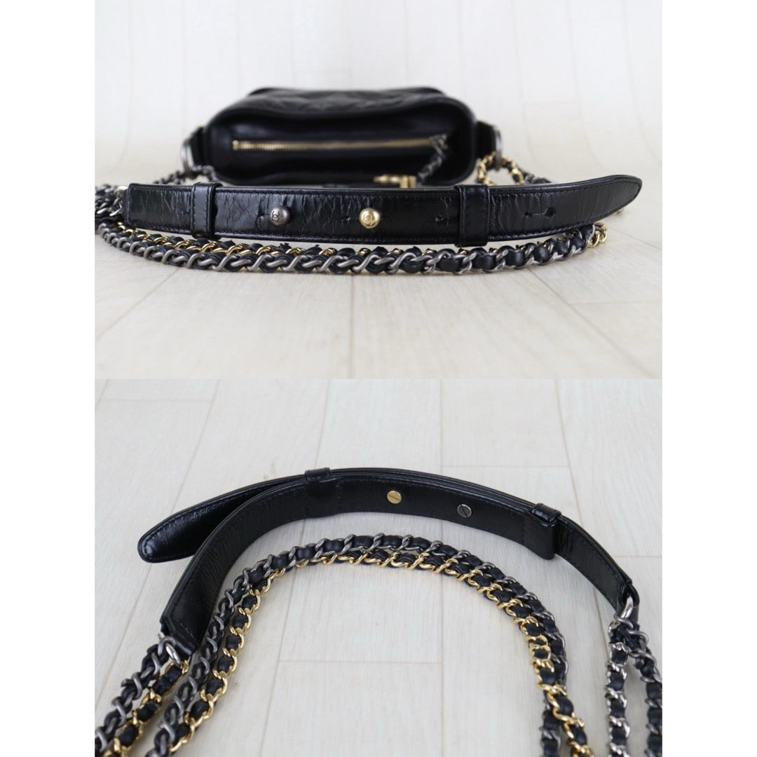 Include Entrupy Certificate of Authenticity｜Good ( Rank AB) ｜CHANEL PM Gabrielle Calf Leather Shoulder Bag Black Made In 2018Year｜S26073113