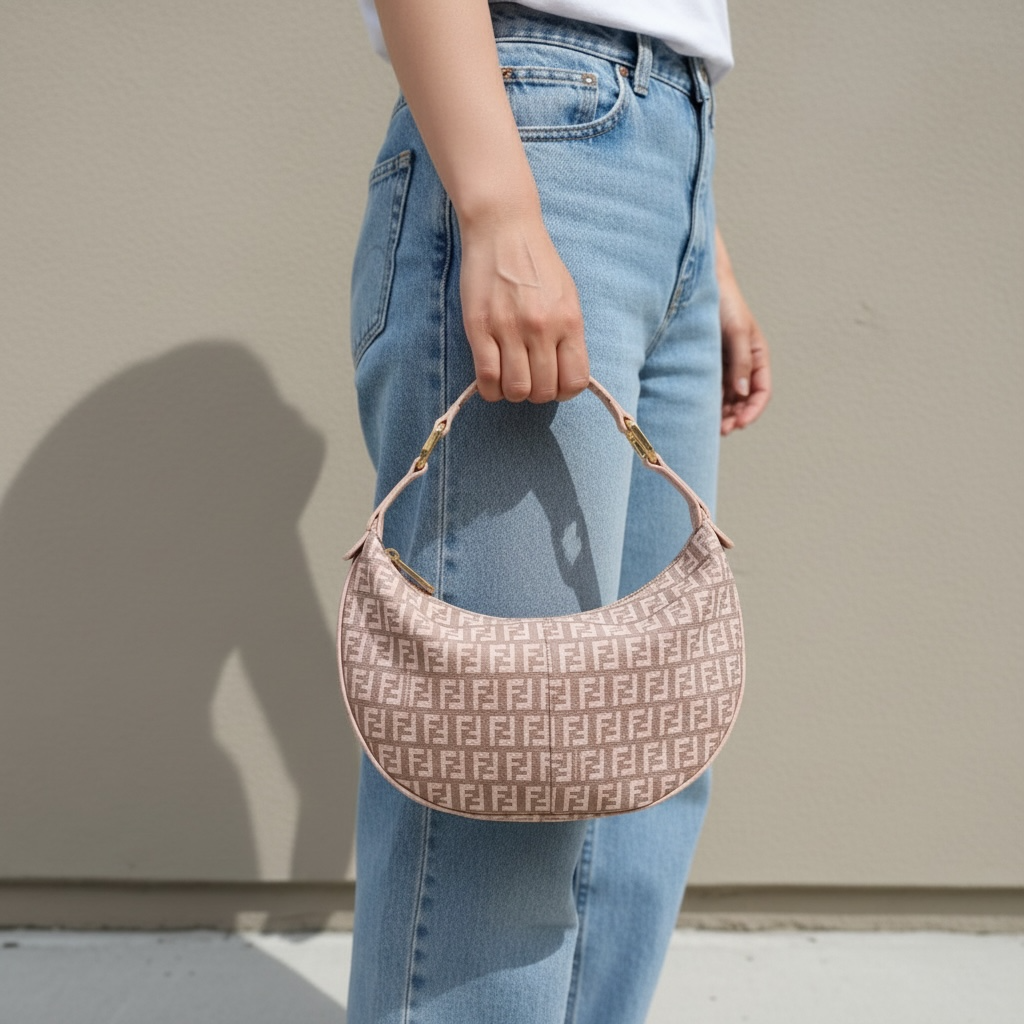 Include Entrupy Certificate of Authenticity｜Very Good ( Rank A)｜ FENDI Zucca Mamma Shoulder Bag Pink｜26040203