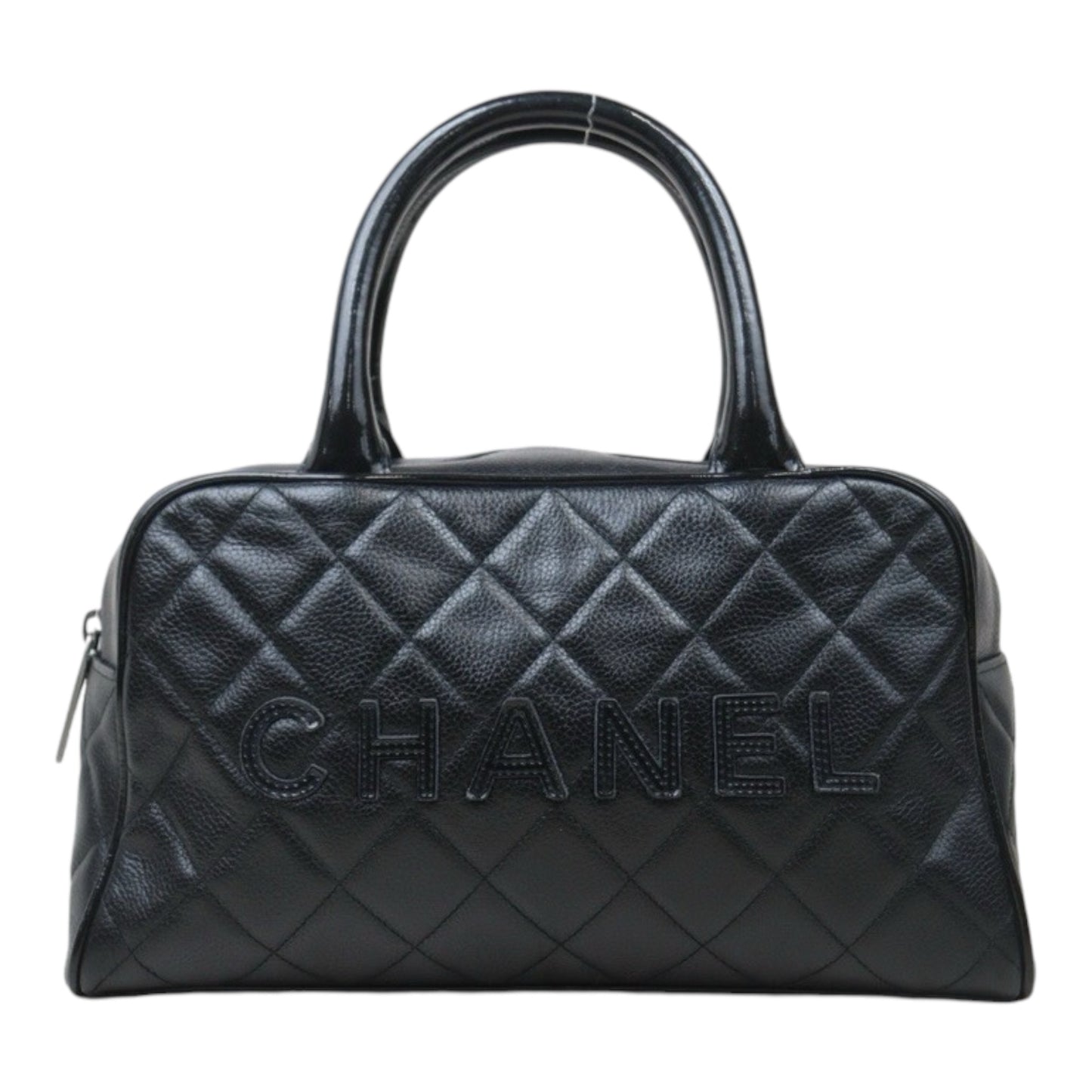 Very Good ( Rank A) ｜CHANEL Calf Skin Bowling Bag Hand Bag Made In 2000～2002Year｜P24092405