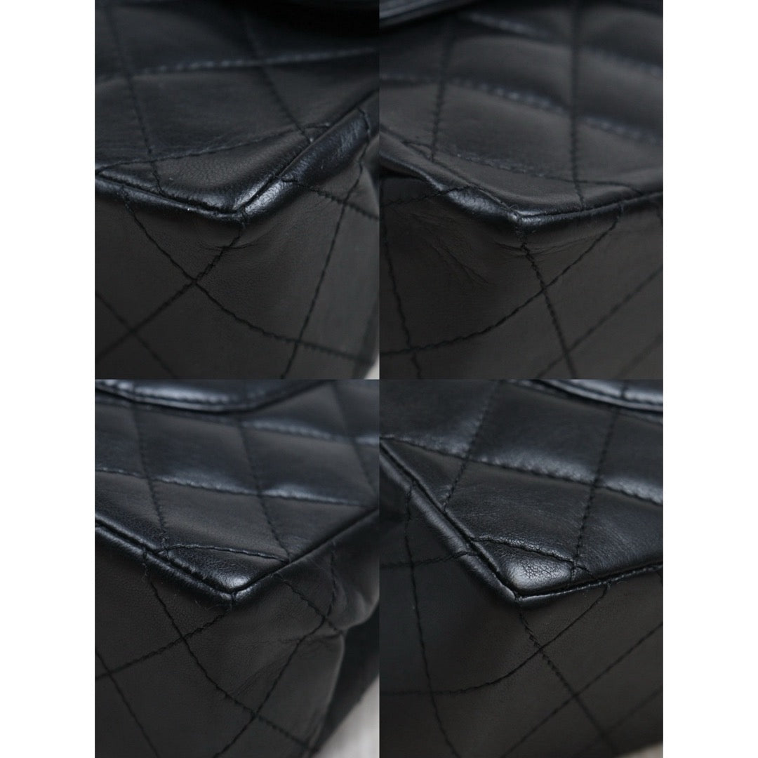 Include Entrupy Certificate of Authenticity｜Good ( Rank AB)｜CHANEL Paris Limited Edition Lambskin Black Double Flap Shoulder Bag  Made In 1991～1994Year｜S26080615