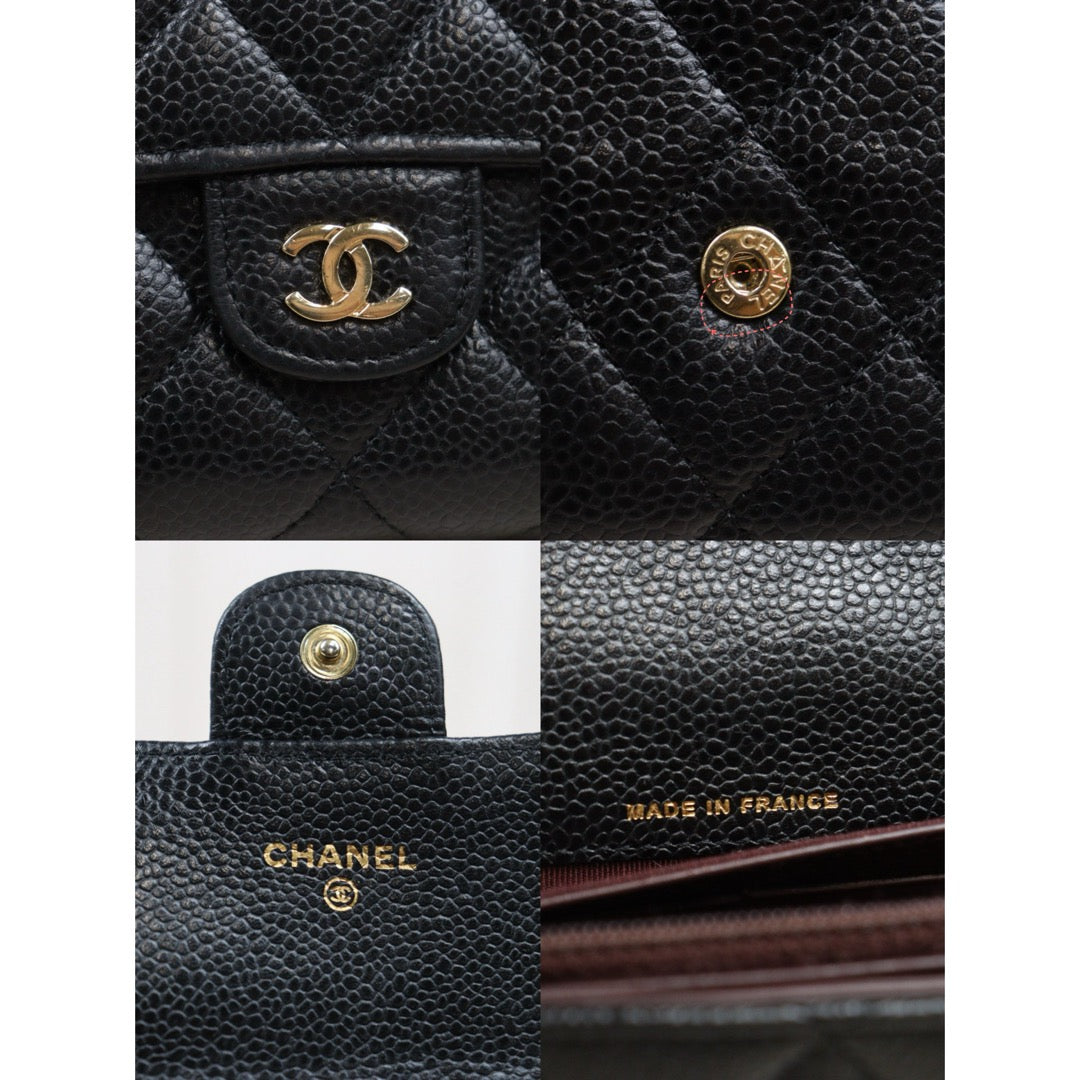 Good ( Rank AB) ｜CHANEL Caviar Skin Black Long Wallet Made In 2016-2017Year｜25122205