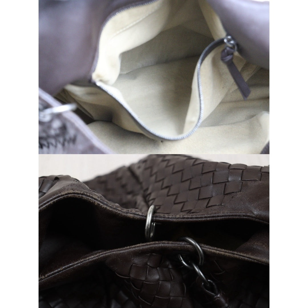 Fair ( Rank B)｜ Bottega Veneta Lamb Skin Braid Hobo HandBag Brown｜V25060509