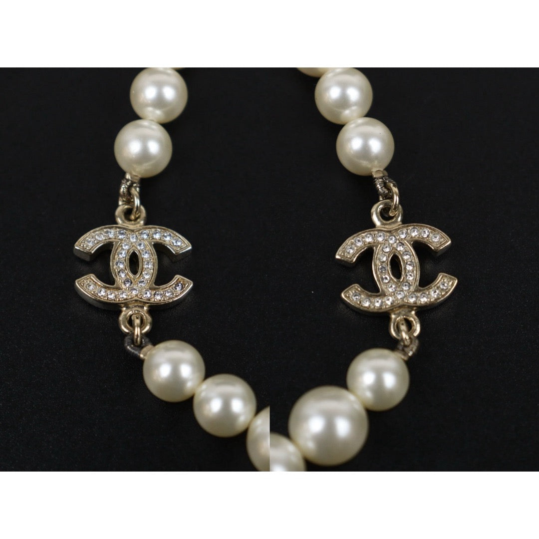 Very Good ( Rank A) ｜ CHANEL Coco Mark  Pearl Rhinestone  Necklace｜V25090507