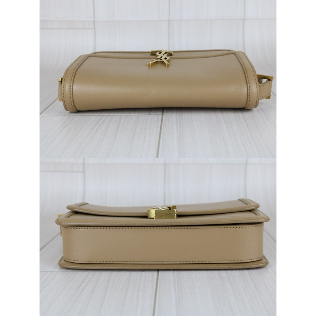 Good ( Rank AB)｜  Saint Laurent YSL Solferino Box leather Beige MM Shoulder Bag ｜B25012206