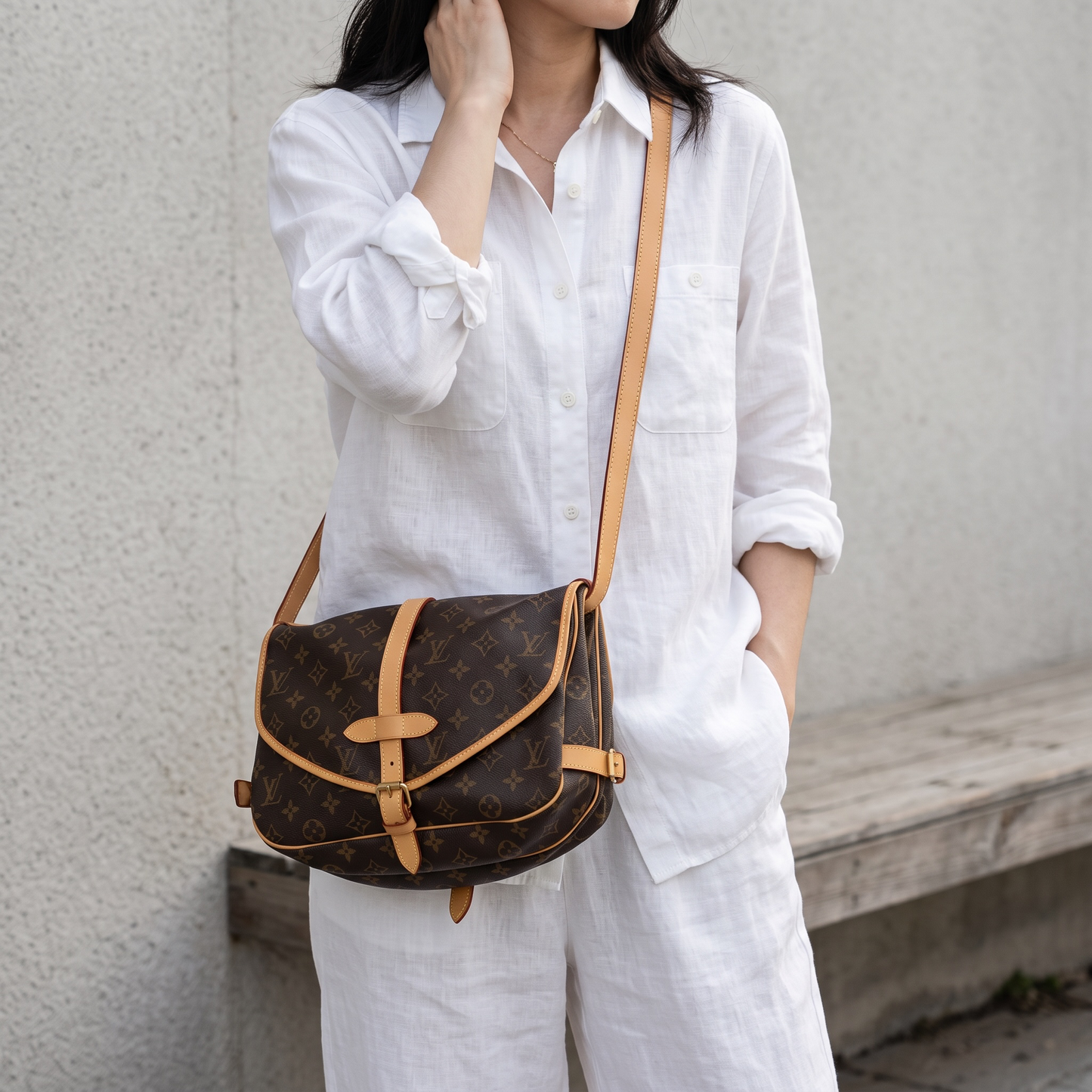 Include Entrupy Certificate of Authenticity｜Good ( Rank AB) ｜ Louis Vuitton Monogram Saumur 30 Shoulder Bag｜26090401