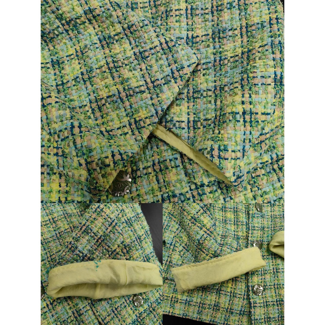 Very Good ( Rank A) ｜ CHANEL 19P Cotton Tweed Avocado Green Coat 44 size  ｜W25102108