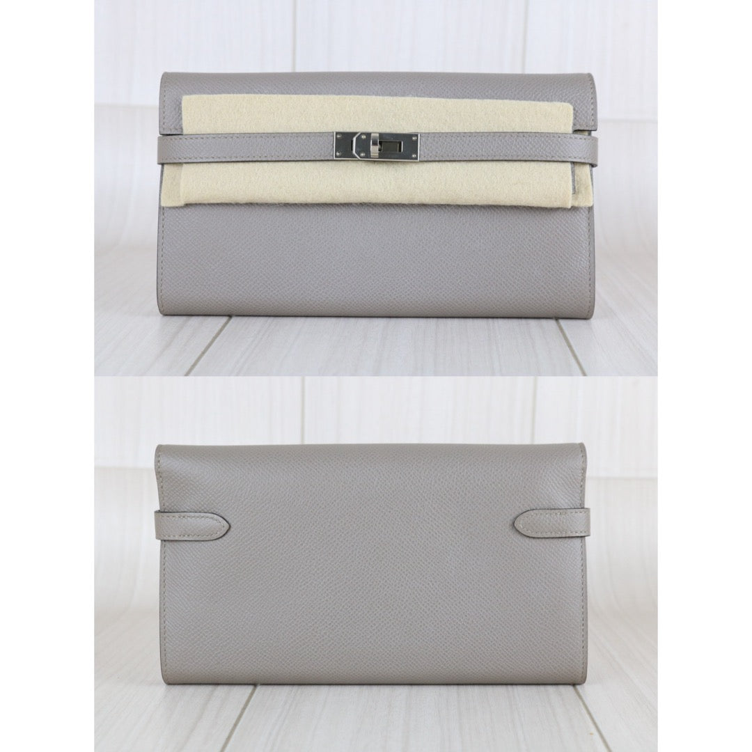 Include Entrupy Certificate of Authenticity｜Excellent（Rank SA)｜ HERMES Epson Kelly Long Wallet  C Stamp Gris Asphalte Made In 2018Year｜W26030403