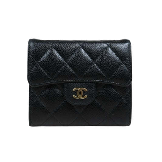 Very Good ( Rank A)｜Chanel Caviar Skin Black Wallet Made In 2021-2022 Year ｜25093006