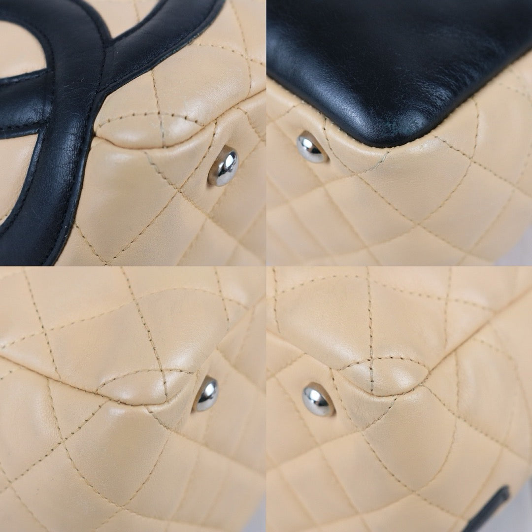 Include Entrupy Certificate of Authenticity｜Good ( Rank AB)｜CHANEL Cambon Ligne Bowler Tote Bag Beige Made In 2004～2005Year｜S26080107