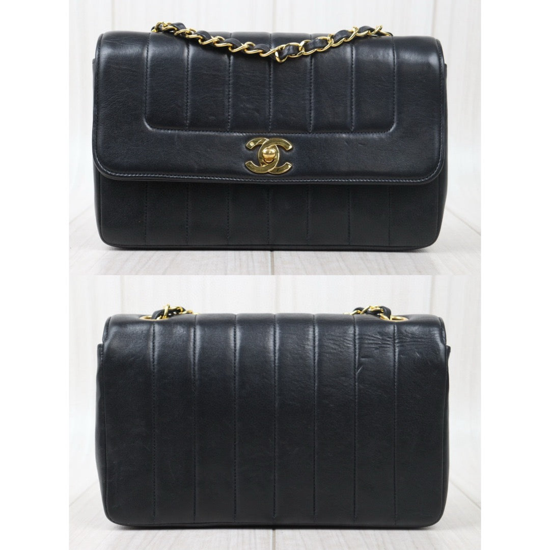 Good ( Rank AB)｜ CHANEL  Mademoiselle 22 Lamb Skin Shoulder Bag Black  Made in 1994-1996Year ｜P24110113