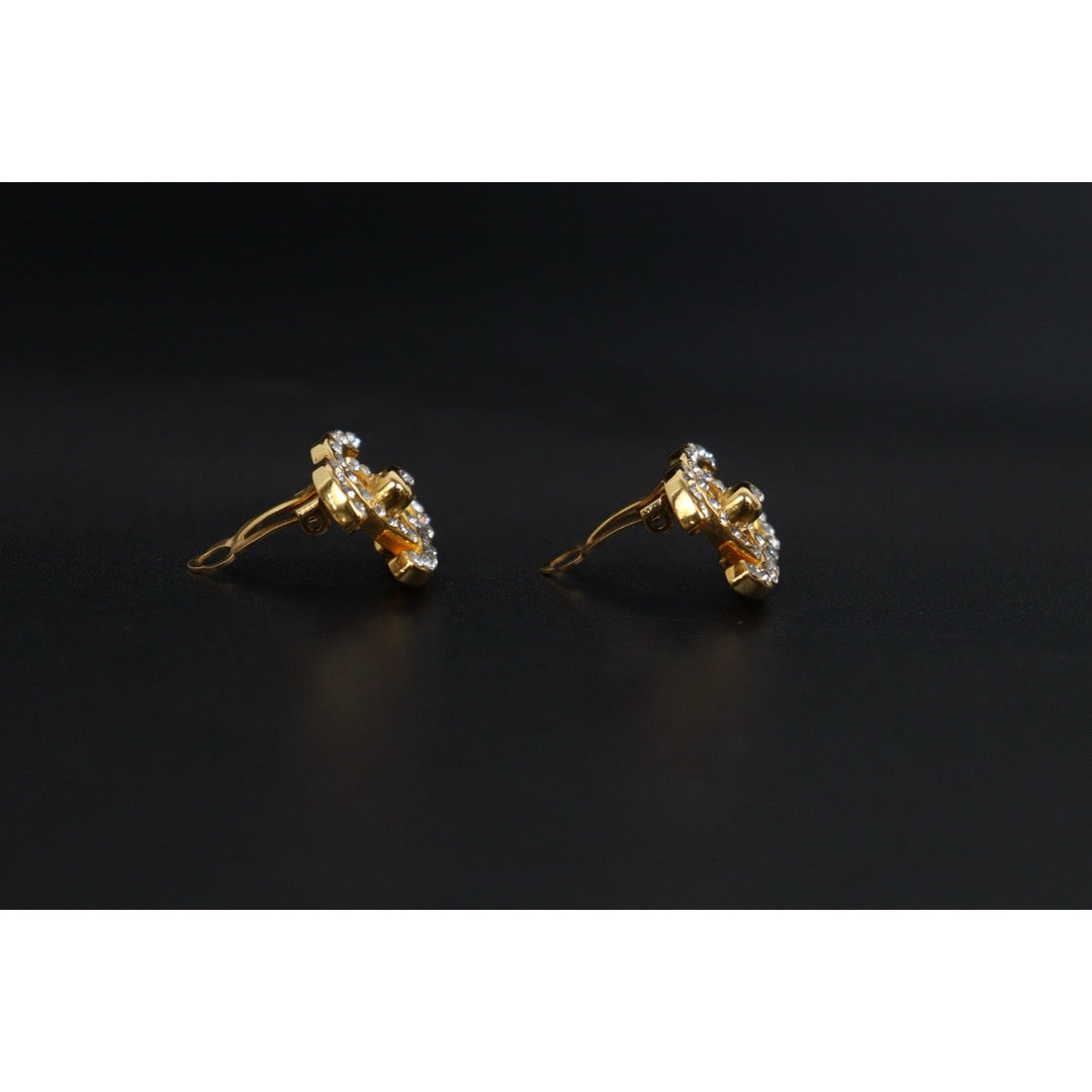 Include Authentic Detective Certificate of Authenticity｜Very Good ( Rank A) ｜CHANEL 96A Vintage Rhinestone Earrings Made In 1996 Year ｜26041311