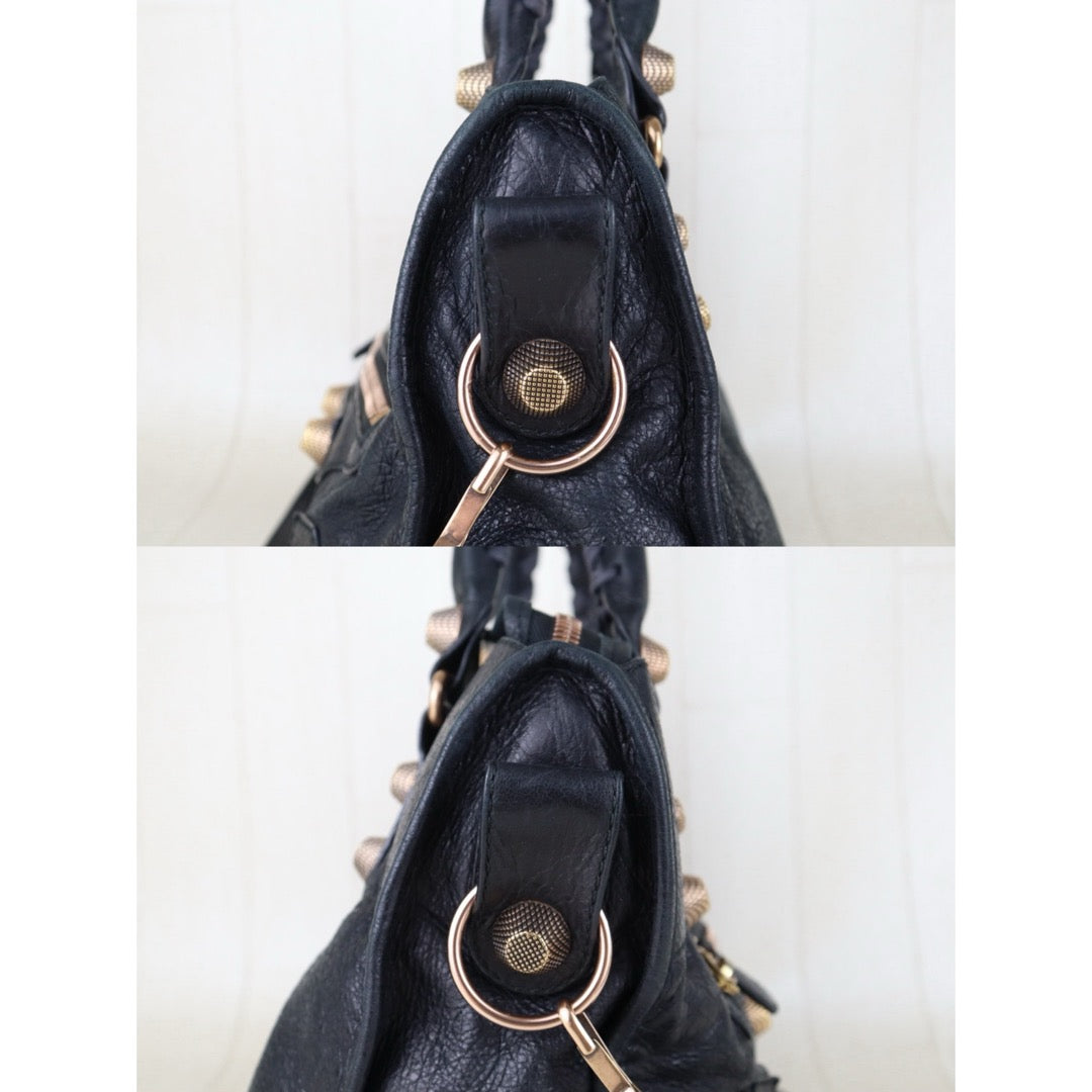 Good ( Rank AB)｜Balenciaga Goatskin edge Classic Le City Black HandBag Shoulderbag GM｜S26012702