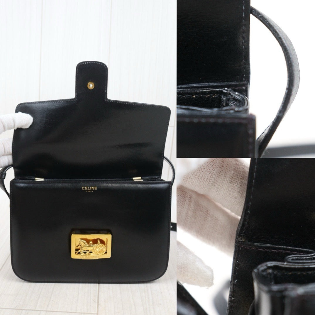 Good ( Rank AB) ｜CELINE Vintage Carriage Box Calf Black Shoulder Bag｜24100707