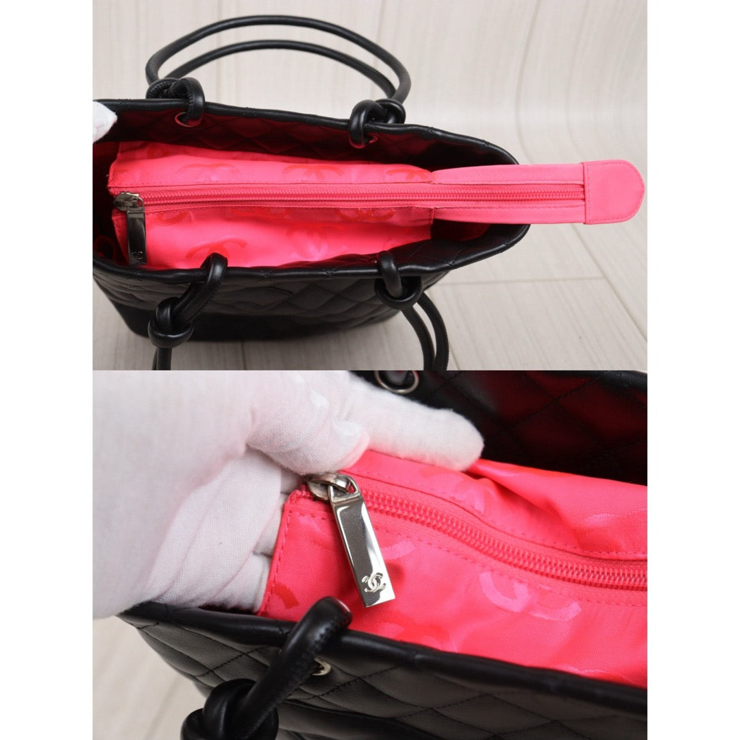 Very Good ( Rank A)｜ CHANEL Cambon Line Calf Leather So Black Tote Bag MM Made In 2004-2005Year｜25090207