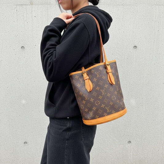 Include Entrupy Certificate of Authenticity｜Good ( Rank AB)｜ Louis Vuitton Monogram  Petit Bucket PM Tote Bag  ｜26042304