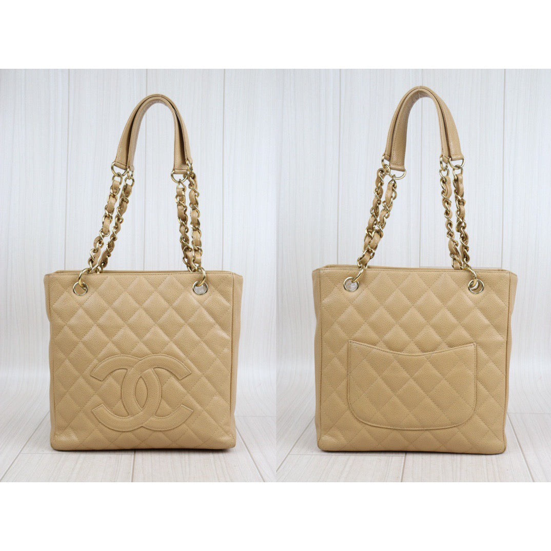 Good ( Rank AB) ｜ CHANEL Matrasse PST Chain Tote Bag Caviar Skin Beige ｜23120510