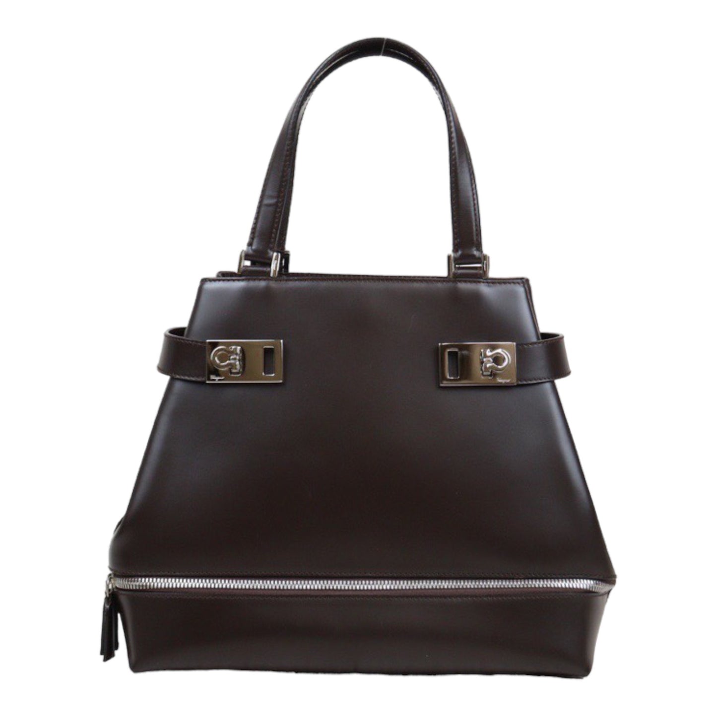 Good ( Rank AB) ｜Ferragamo Calf Leather Handbag Bag Brown｜Q24030143