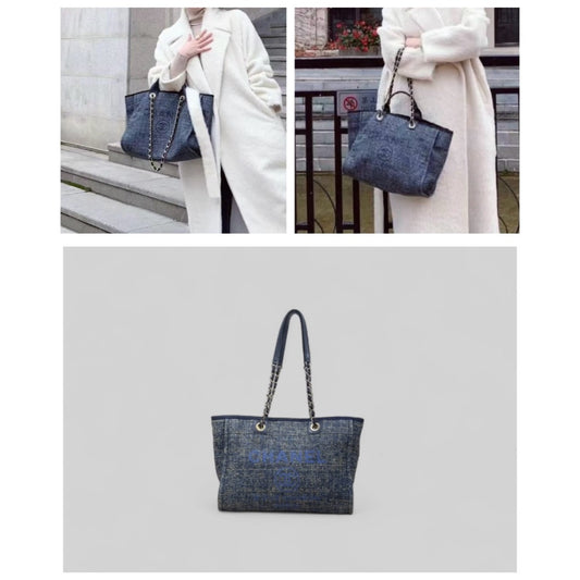 Good ( Rank AB)｜ CHANEL Canvas Tote Bag Blue  Made In 2019 Year｜24112802