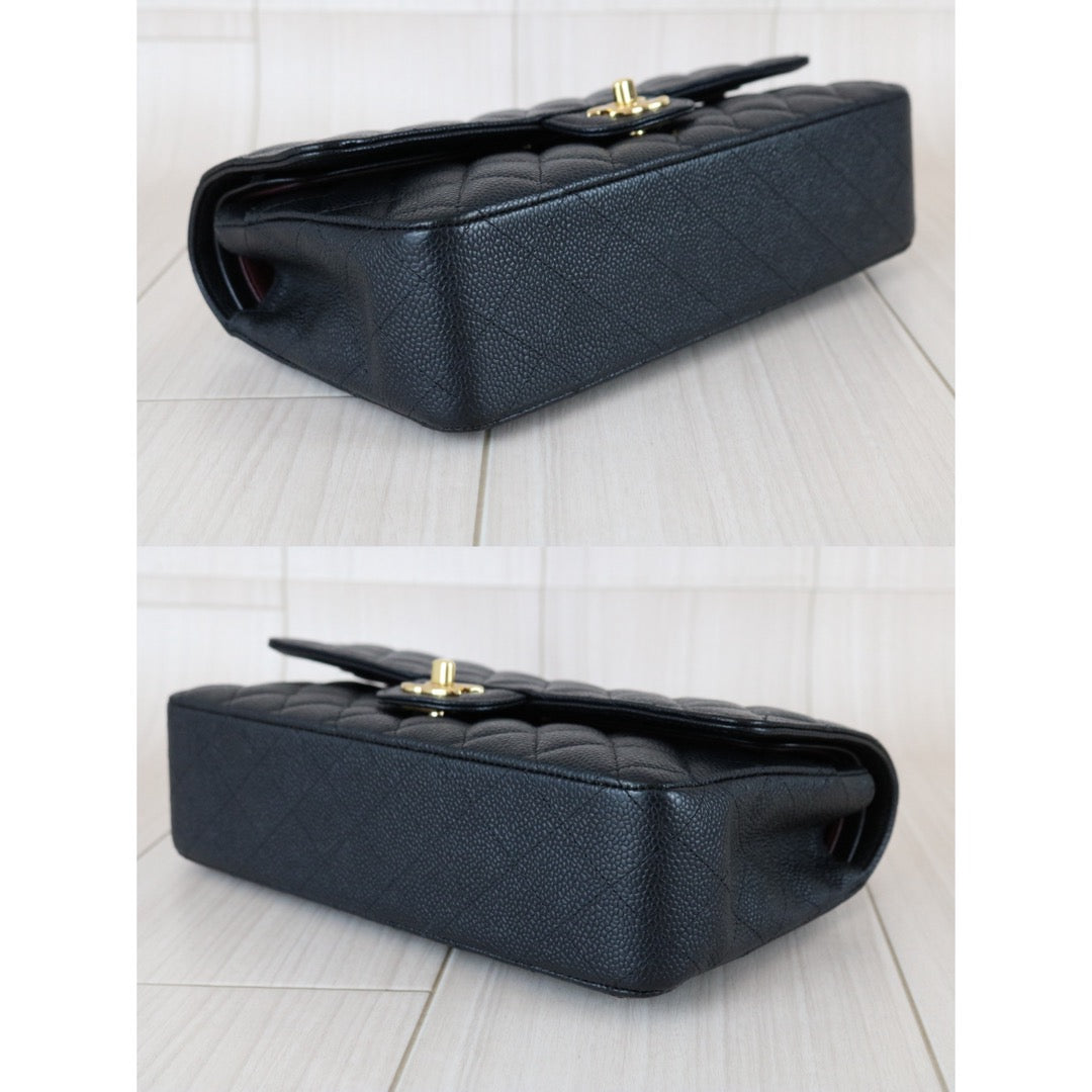 Excellent（Rank SA）｜   CHANEL Caviar Skin  Matrasse Double Flap 25 Shoulder Bag Black Made In 2014-2015Year｜S26030601