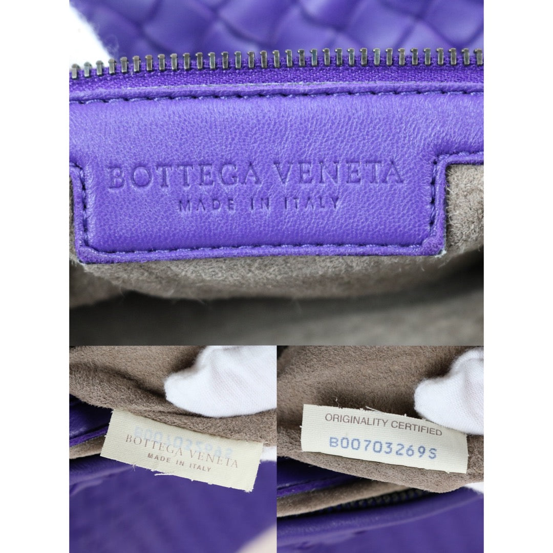 Include Entrupy Certificate of Authenticity｜Very Good ( Rank A)｜ Bottega Veneta Lamb Skin Braid Shoulder Bag Dark Purple｜S26041304