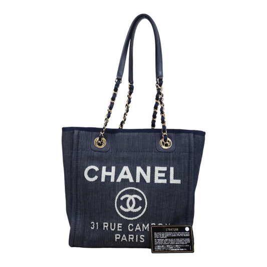 Rank A ｜ CHANEL Canvas Tote Bag Navy Small｜24012520