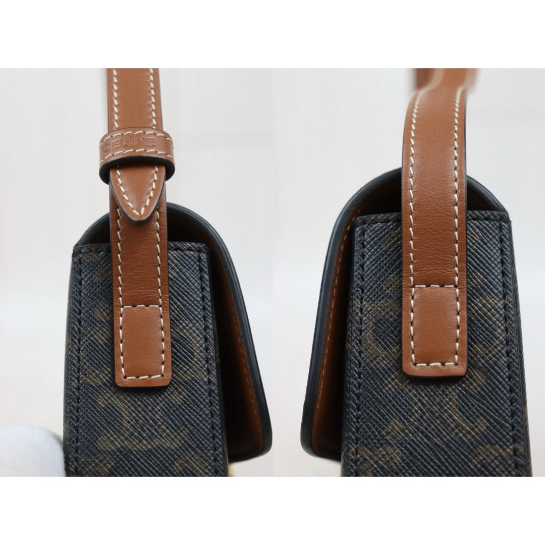 Very Good ( Rank A)｜ CELINE Macadam Triomphe Shoulder Bag  Golden Hardware｜S25110416