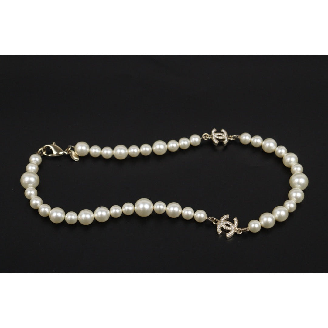 Very Good ( Rank A) ｜ CHANEL Coco Mark  Pearl Rhinestone  Necklace｜V25090507