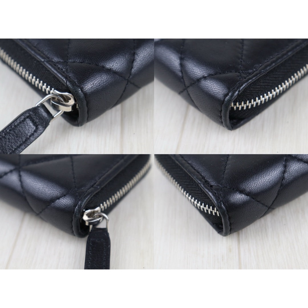 Include Entrupy Certificate of Authenticity｜Good ( Rank AB)｜CHANEL Lamb Skin Black Zip Coin Purse Made In 2020Year｜S26072506