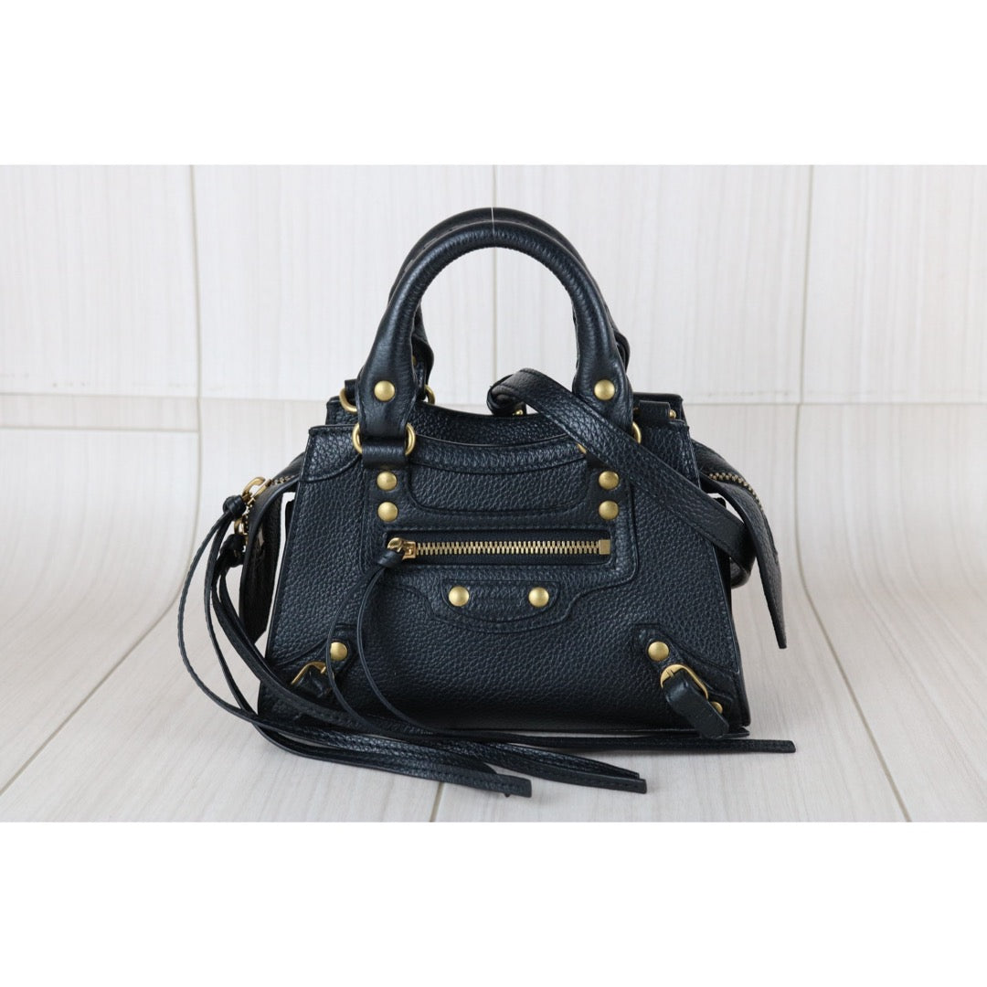 Very Good ( Rank A)｜Balenciaga Calf Leather Mini Neo Classic City Black HandBag Shoulderbag｜S25110331